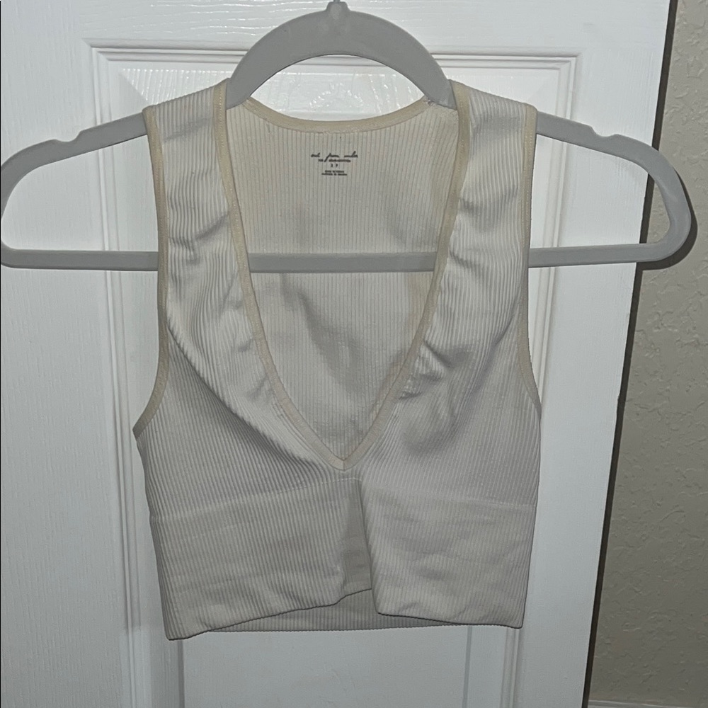 Urban Outfitters Cream Sleeveless Crop Tank